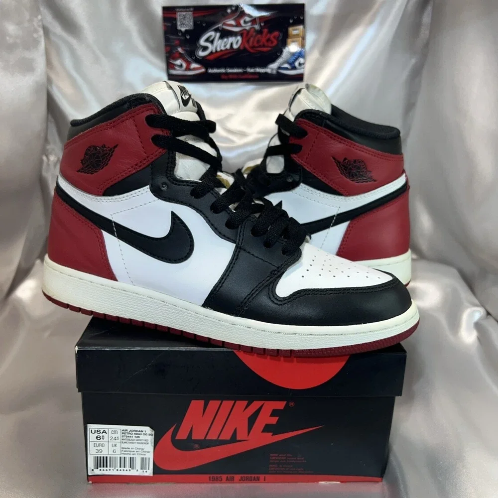 Jordan 1 Retro High OG BG Size 6.5 White/Black-Varsity Red 575441-125 | Preloved